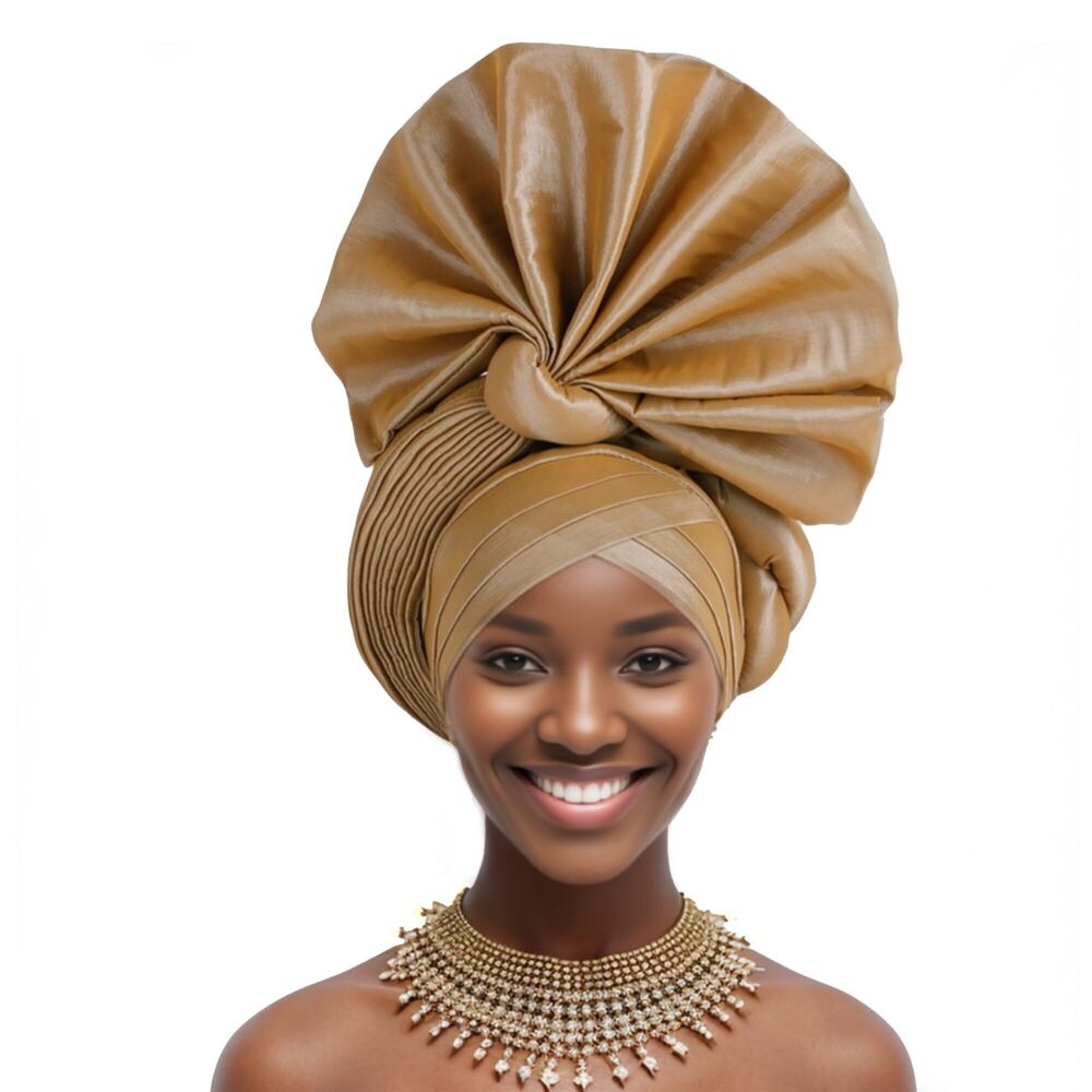 5044 African Headwrap – Automatic Gele Pre-Tied Headscarf, Ready-to-Wear